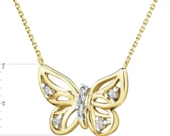 Naszyjnik z żółtego złota z diamentami - motyl - 0,03 ct - próba 375