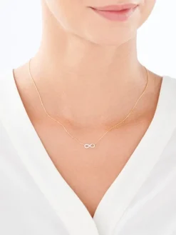Naszyjnik z żółtego złota z diamentami - nieskończoność - 0,02 ct - próba 375