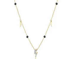 Naszyjnik z żółtego złota z diamentami i agatami - pioruny - próba 375