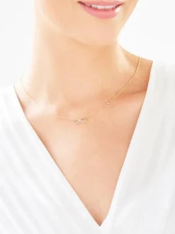 Naszyjnik z żółtego złota z diamentami - nieskończoność - 0,01 ct - próba 375