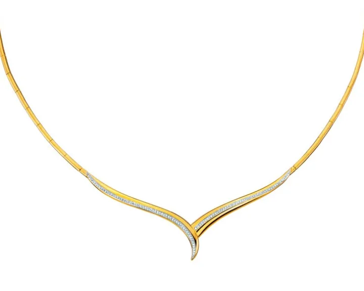 Naszyjnik z żółtego złota z diamentami - 0,30 ct - próba 585