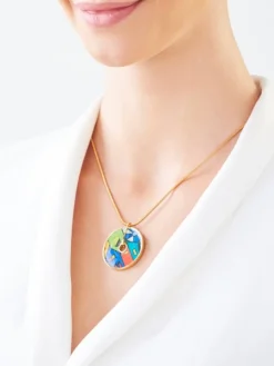 Naszyjnik  ze stali szlachetnej z emalią