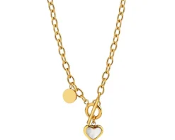 Naszyjnik ze stali szlachetnej z masą perłową - serce