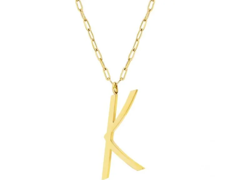 Naszyjnik ze stali szlachetnej - litera K