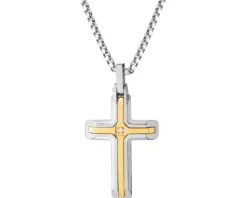 Naszyjnik ze stali szlachetnej z cyrkonią - krzyż