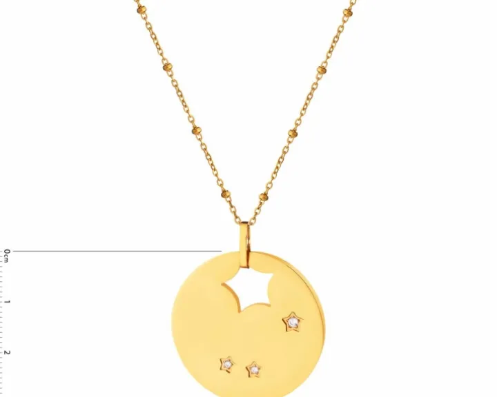 Naszyjnik ze stali szlachetnej z cyrkoniami - gwiazdy