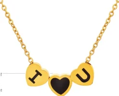 Naszyjnik ze stali szlachetnej z detalami z masy żywicznej - serca