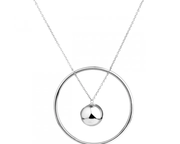 Naszyjnik ze stali szlachetnej - koło, kulka