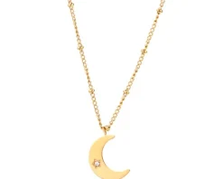 Naszyjnik ze stali szlachetnej z cyrkonią - Księżyc