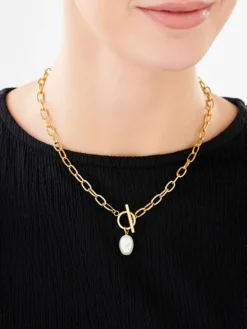 Naszyjnik ze stali szlachetnej z perłą