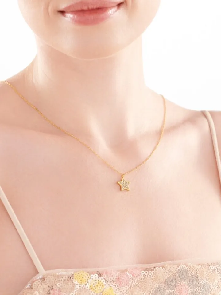 Naszyjnik ze stali szlachetnej z kryształami - gwiazda