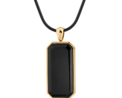 Naszyjnik ze stali szlachetnej z onyksem