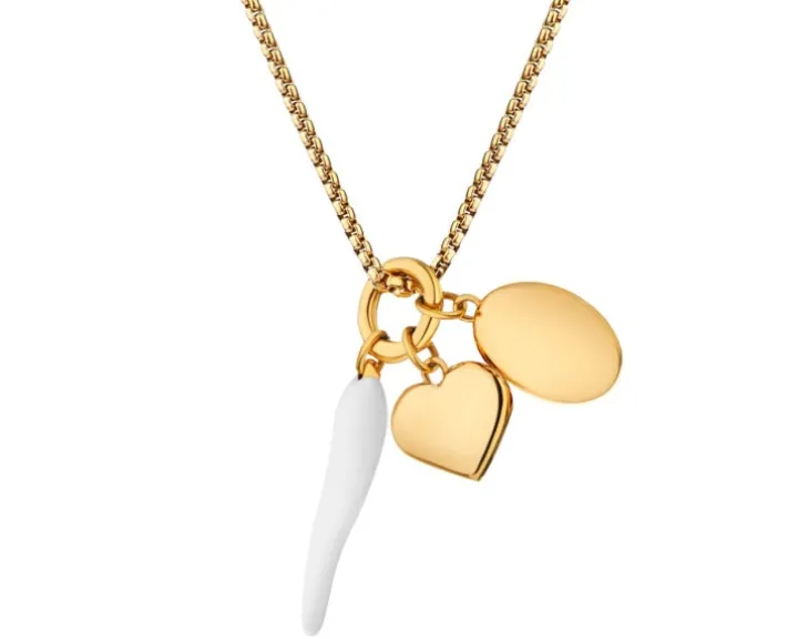 Naszyjnik ze stali szlachetnej z emalią - serce