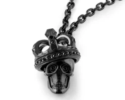 Naszyjnik ze stali szlachetnej z kryształami - czaszka, korona, Philipp Plein