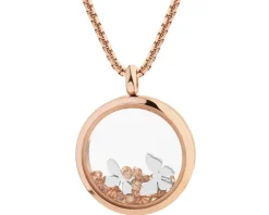 Naszyjnik ze stali szlachetnej z cyrkoniami i szklanymi detalami - motyle