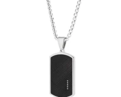 Naszyjnik ze stali szlachetnej z kryształami - nieśmiertelnik