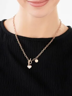 Naszyjnik ze stali szlachetnej z masą perłową - serce