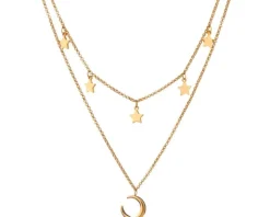Naszyjnik ze stali szlachetnej - Księżyc, gwiazdy