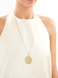 Naszyjnik ze stali szlachetnej - koło, liście