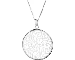 Naszyjnik ze stali szlachetnej - koło, liście