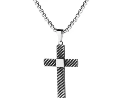 Naszyjnik ze stali szlachetnej - krzyż