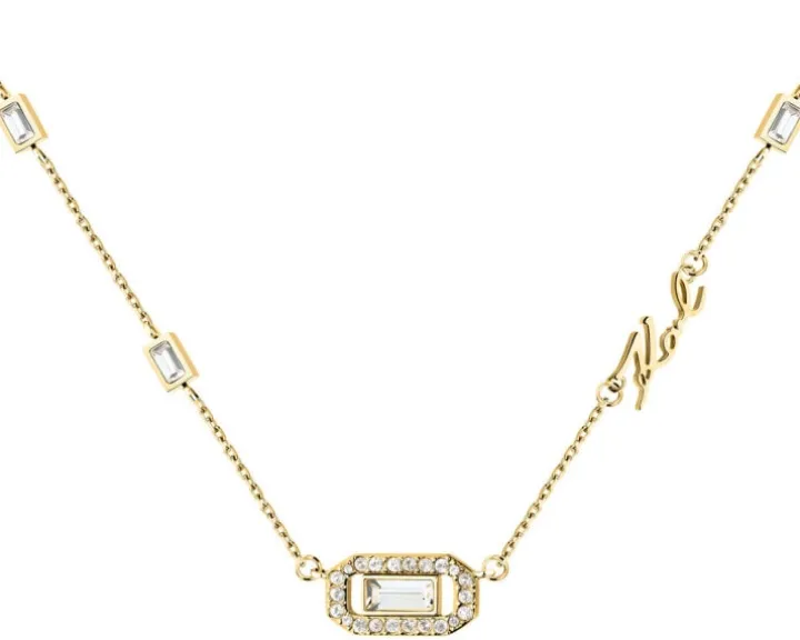 Naszyjnik ze stali szlachetnej z cyrkoniami - Karl Lagerfeld