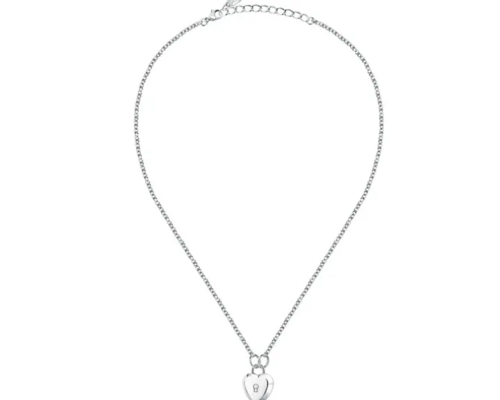 Naszyjnik ze stali szlachetnej z cyrkonią - serce, Karl Lagerfeld