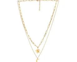 Naszyjnik ze stali szlachetnej z kryształem - Księżyc, gwiazda