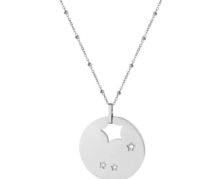 Naszyjnik ze stali szlachetnej z cyrkoniami - gwiazdy