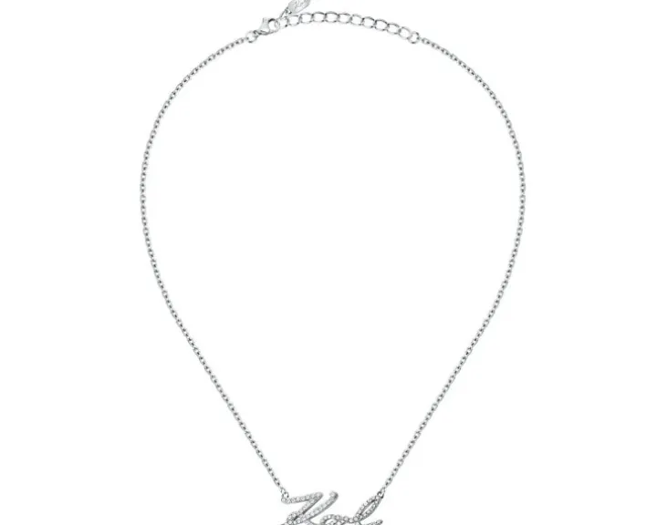Naszyjnik ze stali szlachetnej z cyrkoniami - Karl Lagerfeld