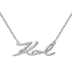 Naszyjnik ze stali szlachetnej z cyrkoniami - Karl Lagerfeld