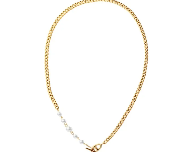 Naszyjnik ze stali szlachetnej z perłami