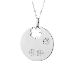 Naszyjnik ze stali szlachetnej z cyrkoniami - koniczyna