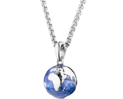 Naszyjnik ze stali szlachetnej z emalią - planeta