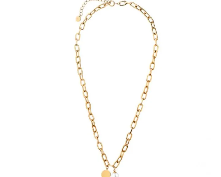 Naszyjnik ze stali szlachetnej z perłą