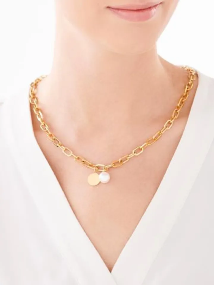 Naszyjnik ze stali szlachetnej z perłą