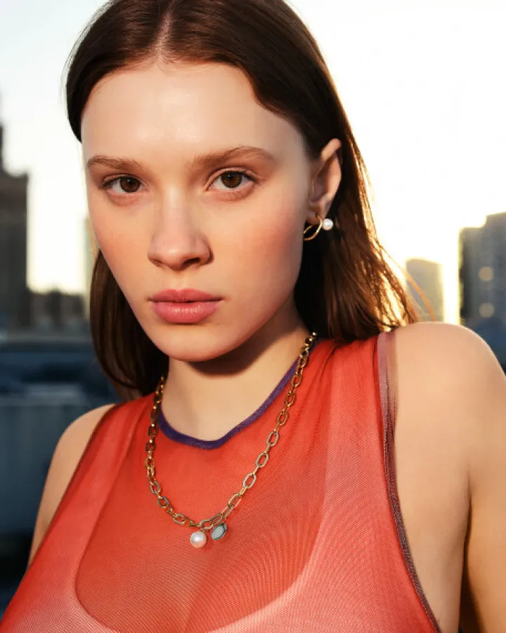 Naszyjnik ze stali szlachetnej z perłą