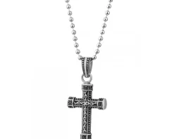 Naszyjnik ze stali szlachetnej z cyrkoniami - krzyż