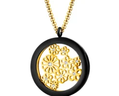 Naszyjnik ze stali szlachetnej z cyrkoniami - kwiaty