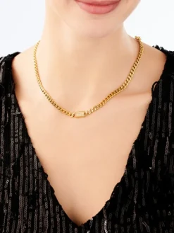 Naszyjnik ze stali szlachetnej z cyrkoniami