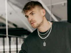 Naszyjnik ze stali szlachetnej z cyrkoniami - nieśmiertelnik