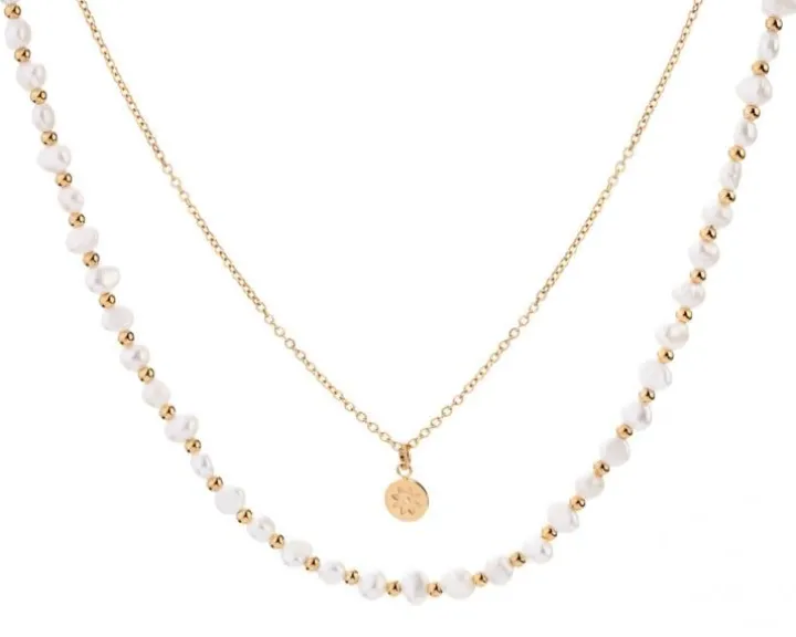 Naszyjnik ze stali szlachetnej z perłami