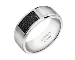 Obrączka ze stali szlachetnej z cyrkoniami