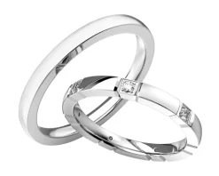 Obrączki Ślubne Apart. Białe złoto rodowane. Wzór 4/192