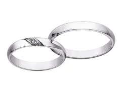 Obrączki Ślubne Apart.  Białe złoto rodowane. Wzór 4/129
