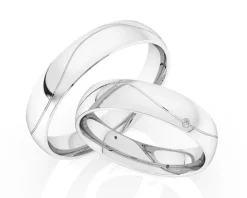 Obrączki Ślubne Apart.  Białe złoto rodowane. Wzór 4/150