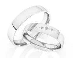 Obrączki Ślubne Apart.  Białe złoto rodowane. Wzór 4/177