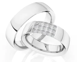 Obrączki Ślubne Apart. Białe złoto rodowane. Wzór 4/179