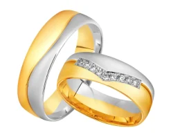 Obrączki Ślubne Apart. Żółte i białe złoto rodowane. Wzór 4/466