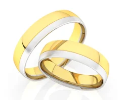 Obrączki Ślubne Apart.  Żółte i białe złoto rodowane. Wzór 743